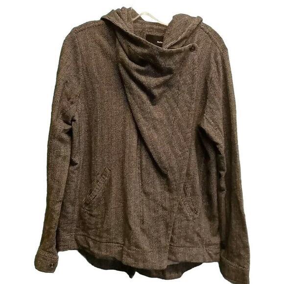 Hurley Hooded High Collar Waterfall Open Jacket Zipper S Beachy Preppy Moto Y2K - Picture 1 of 8
